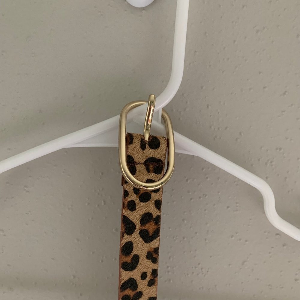 GOLD Brown Leopard, Cheetah, Spotted Animal Print Fuzzy Hair Textured Belt